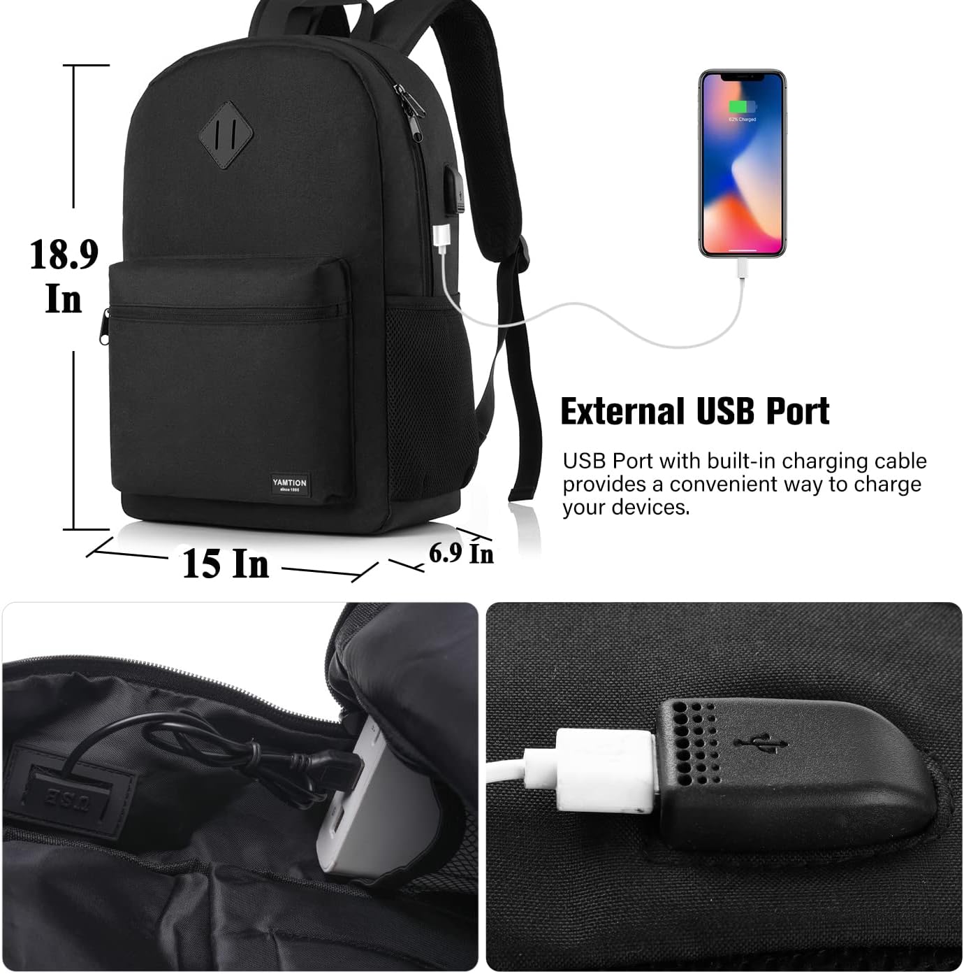 17 Inch Backpack for School Business Travel,Computer Bookbag Schoolbag for Work Office High School College Teen Men Boy Girl Women