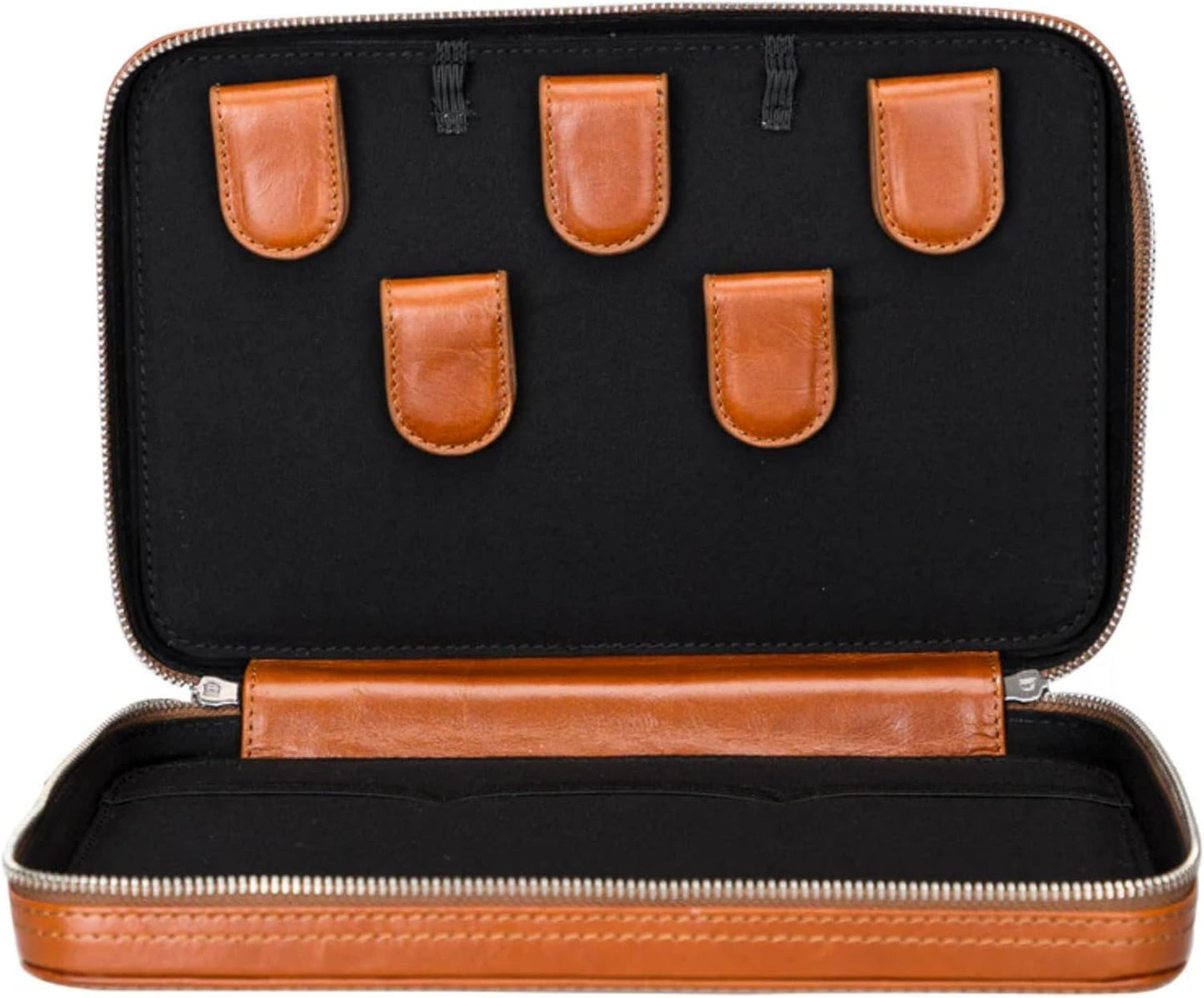 Medicine Handmade Leather Cable Organizer Bag – Full-Grain Leather Travel Tech Case for Cords, Chargers & Accessories – Zippered Storage for Men & Women (Tan)