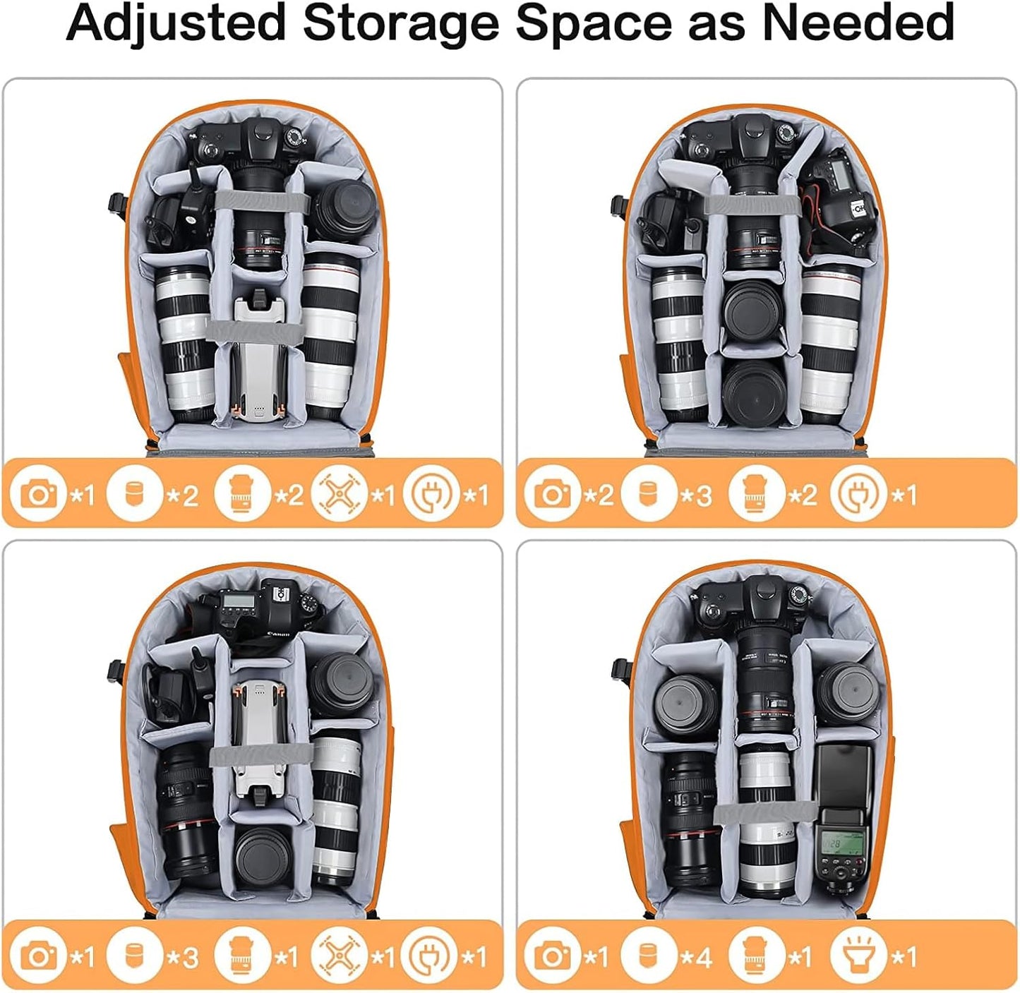 MOSISO Camera Backpack, DSLR/SLR/Mirrorless Photography Camera Bag 15-16 inch Waterproof Hardshell Case with Tripod Holder&Laptop Compartment Compatible with Canon/Nikon/Sony, Orange