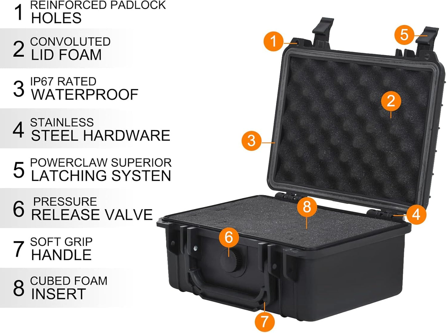 MEIJIA Portable Waterproof Protective Hard Case,Compact Camera Case with Customizable Fit Foam,Elegant Black,Fit for Drones,Camera,Lens, 9.17inchx7.56inchx4.33inch, Black, Dry Case