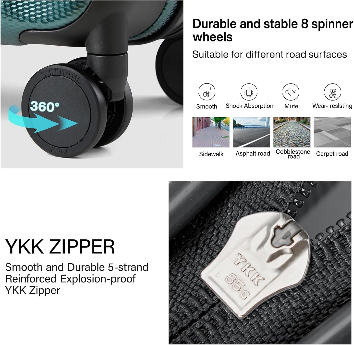 Hanke 16 Inch Underseat Carry on Luggage with Wheels,Small Hard Shell Suitcases for Weekender,Tsa Approved Lightweight Travel Luggage Suitcase for Womem Men,Blackish Green.