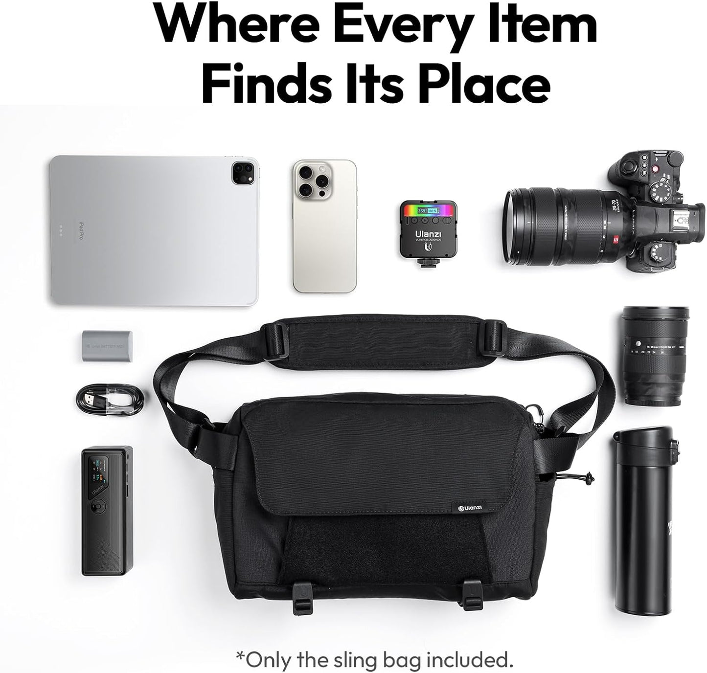 ULANZI BP11 8L Camera Sling Bag with Tripod Holder for Men Women, Lightweight Splash-proof DSLR/Mirrorless Anti-Theft Crossbody Bag for Travel Hiking Photography Customizable Front Pocket Camera Bag