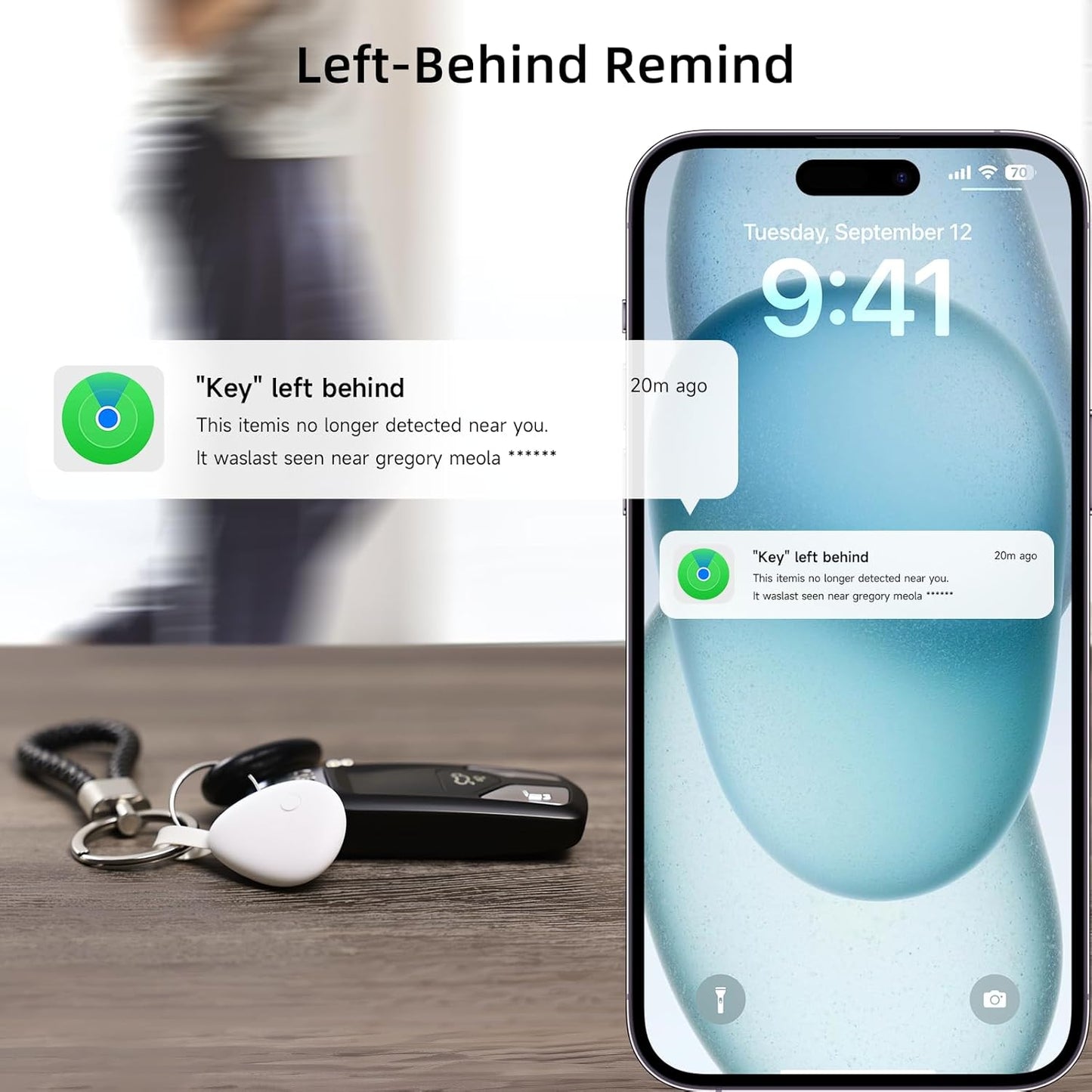 [Apple MFi Certified] Air Tracker Tag 1 Pack (iOS Only), Bluetooth Tracker for Apple Find My, Replaceable Battery, Key Finder and Item Locator Smart Tag for Keys, Bags, Luggage, Pets, Wallet (White)
