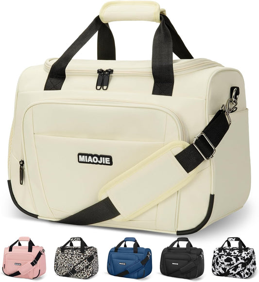 Underseat Carry On Luggage Lightweight Travel Tote Weekender Bag Overnight Duffle Bag for Travel, Travel Essentials Personal Item Travel Bag for Women and Men, Beige-16Inch