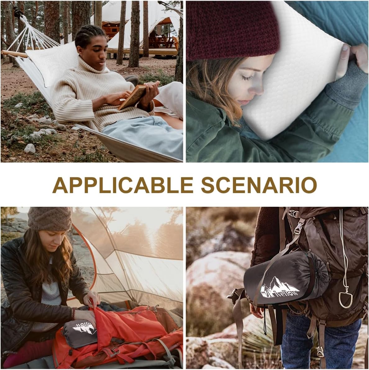 Ivellow Travel Pillow Cooling Camping Pillow for Sleeping Compressible Shredded Memory Foam Pillow Compact Firm Supportive Pillow for Adults Kids Outdoor Backpacking Hiking Essential Gear White S