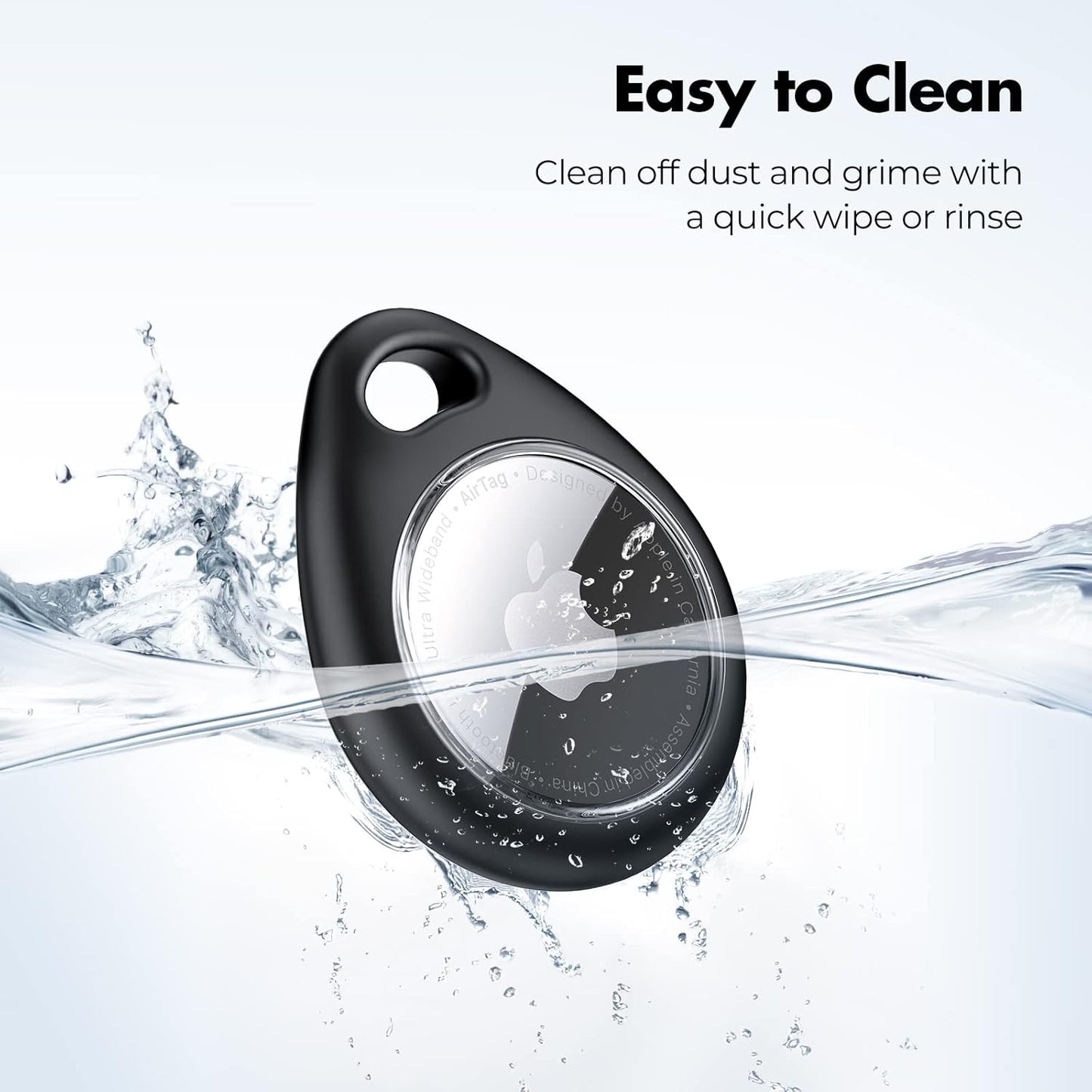 UNBREAKcable Holder for Apple AirTag with Strap- 4 Pack [Fit Tightly Design] [Easy to Install] [Hold Air Tag Securely] Waterproof TPU Shell Protective Case with Nylon Keychain Strap(Black&Blue)