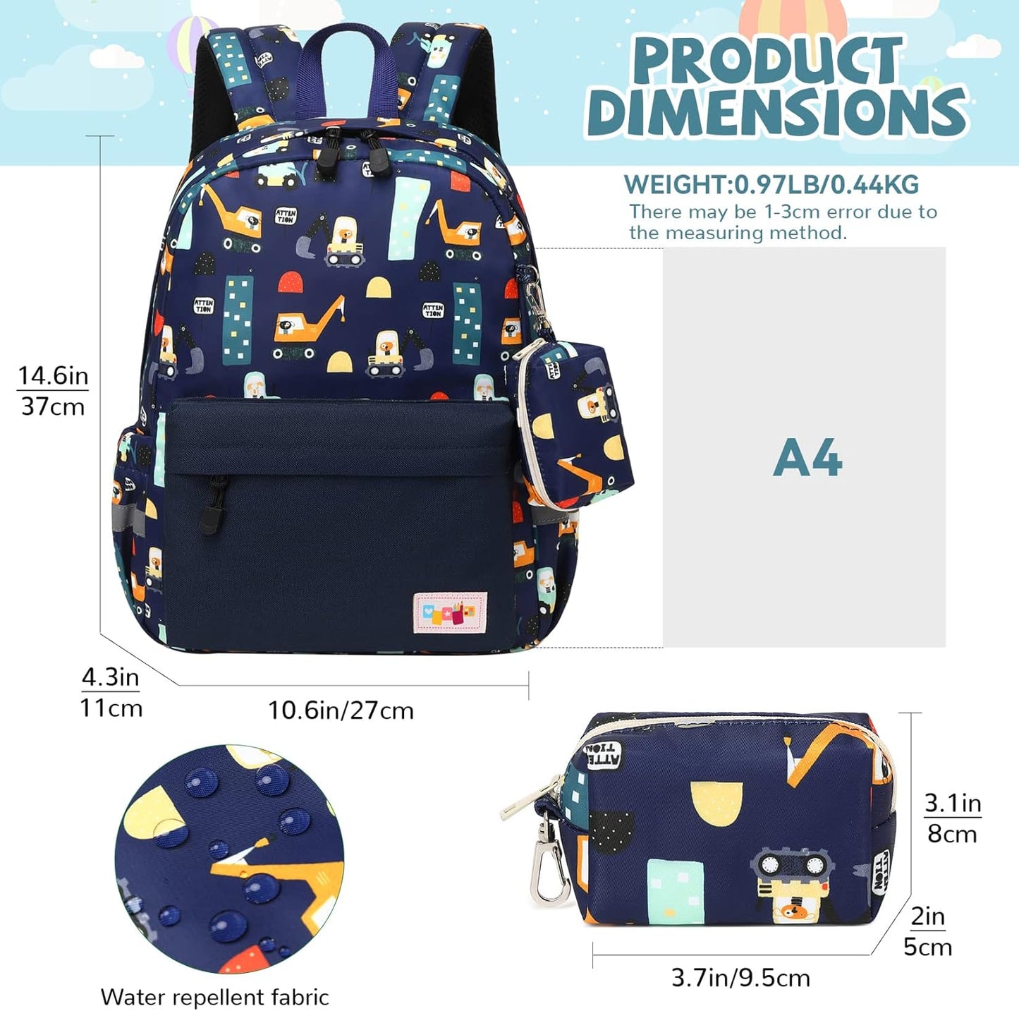 mygreen Toddler Backpack, Kids Backpack for Boys and Girls with Chest Strap