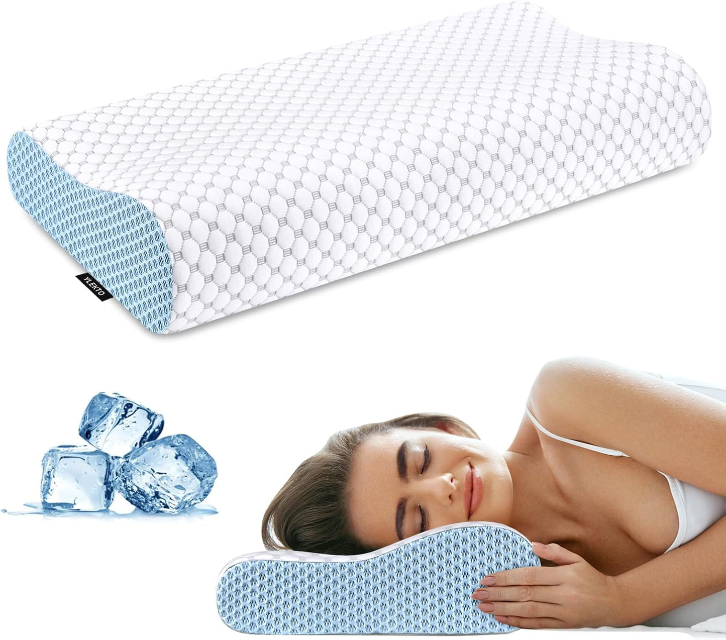 Cervical Neck Pillow for Pain Relief - Ergonomic Contour Memory Foam Pillows, Cooling Side Sleeper Pillow for Sleeping, Orthopedic Bed Pillow for Back Stomach Sleepers with Pillowcase