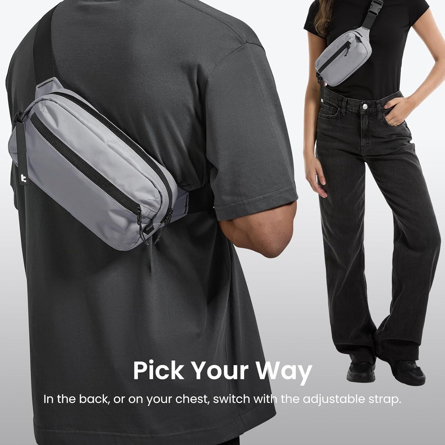 tomtoc 3.5L Sling Bag with RFID Blocking, Crossbody Bag Chest Shoulder Pack for Men and Women, Water-resistant Lightweight Casual Waist Fanny Pack for Travel/Daily Use