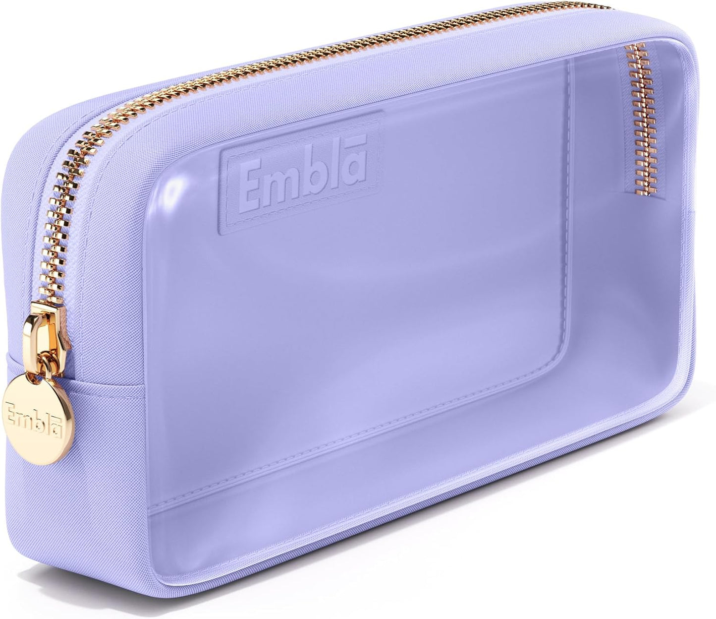 Clear Makeup Bag Zipper Pouch, Transparent Cosmetic Case Organizer, TSA Approved Travel Toiletry Case, Travel Accessories Essentials Makeup Tote for Women, Small Cute Make up Bag for Purse - Lilac