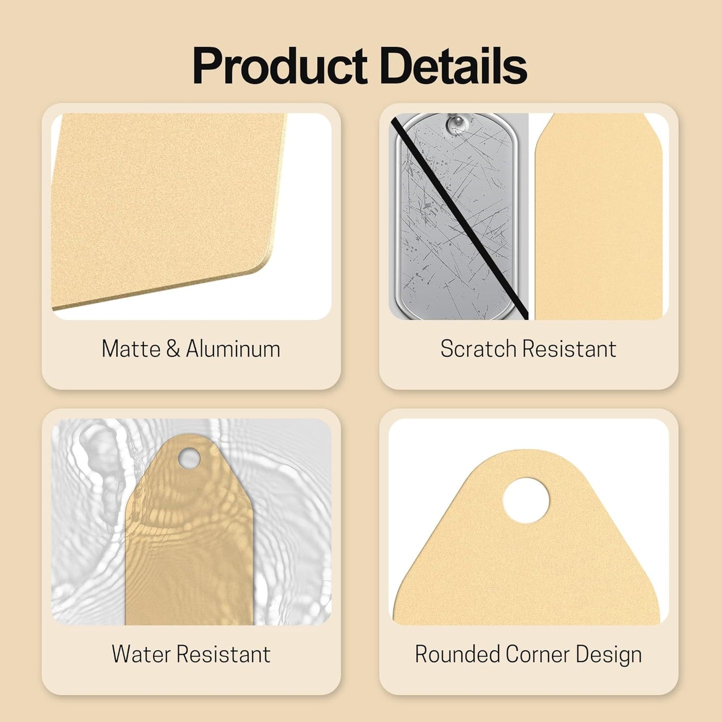 4 PCS Personalized Metal Luggage Tag – Personalized Engraved Suitcase Tag, Backpack Tag, with Matching Color Strap, Waterproof Suitcase Name Badge – Ideal Corporate Gift & Travel Accessory (Yellow)