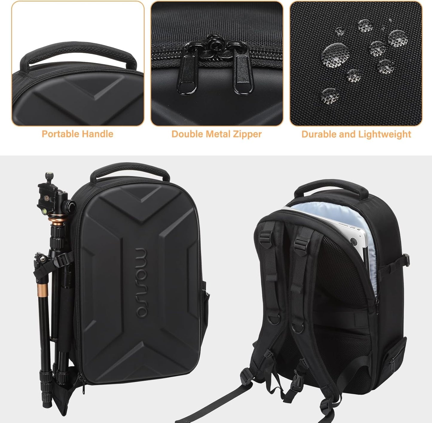 MOSISO Camera Backpack, DSLR/SLR/Mirrorless Photography Camera Bag Waterproof Artistic Geometric Hardshell Case with Tripod Holder&15-16 inch Laptop Compartment for Canon/Nikon/Sony, Black