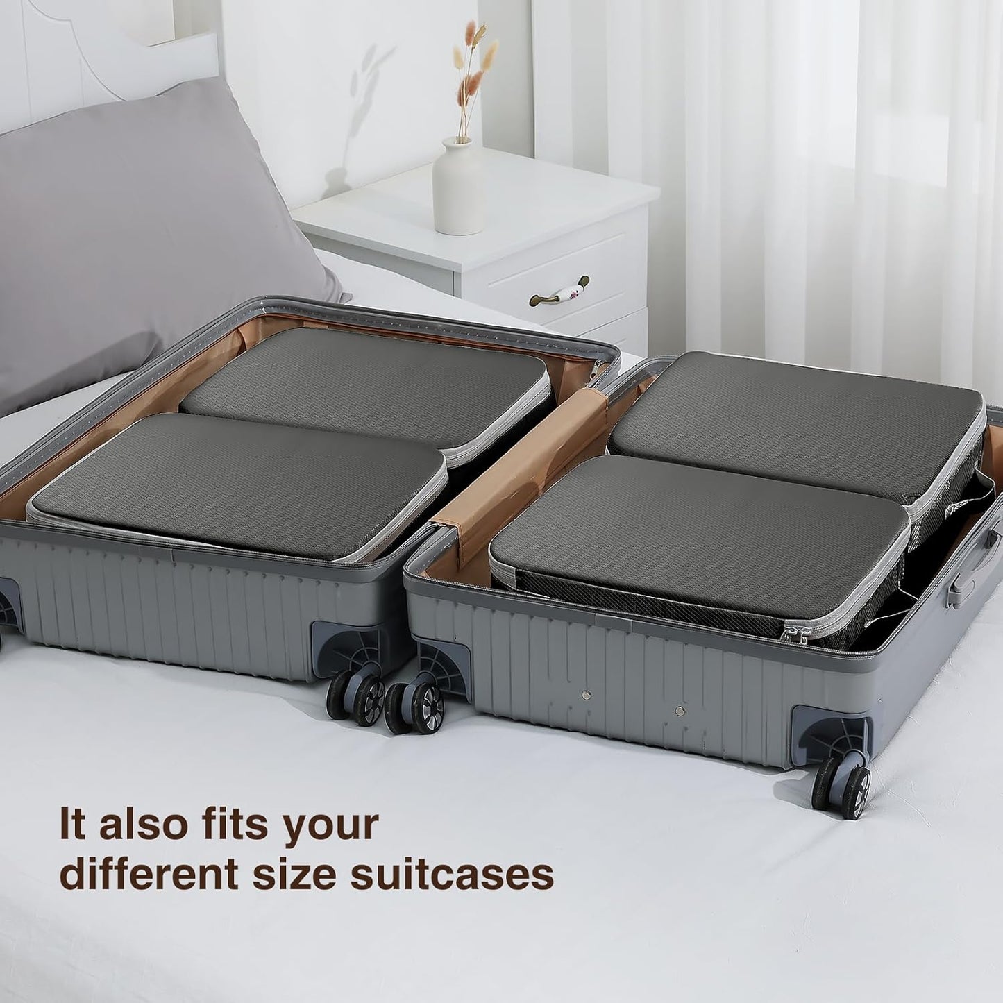 DIMJ Clothes Storage Bag 6 Pack, 19L Compression Storage Bags for Blanket, Sweater, Jacket, Closet, Sheet Storage Organizer with Window Handle, Compression Packing Cubes Space Saver Bags with Zipper