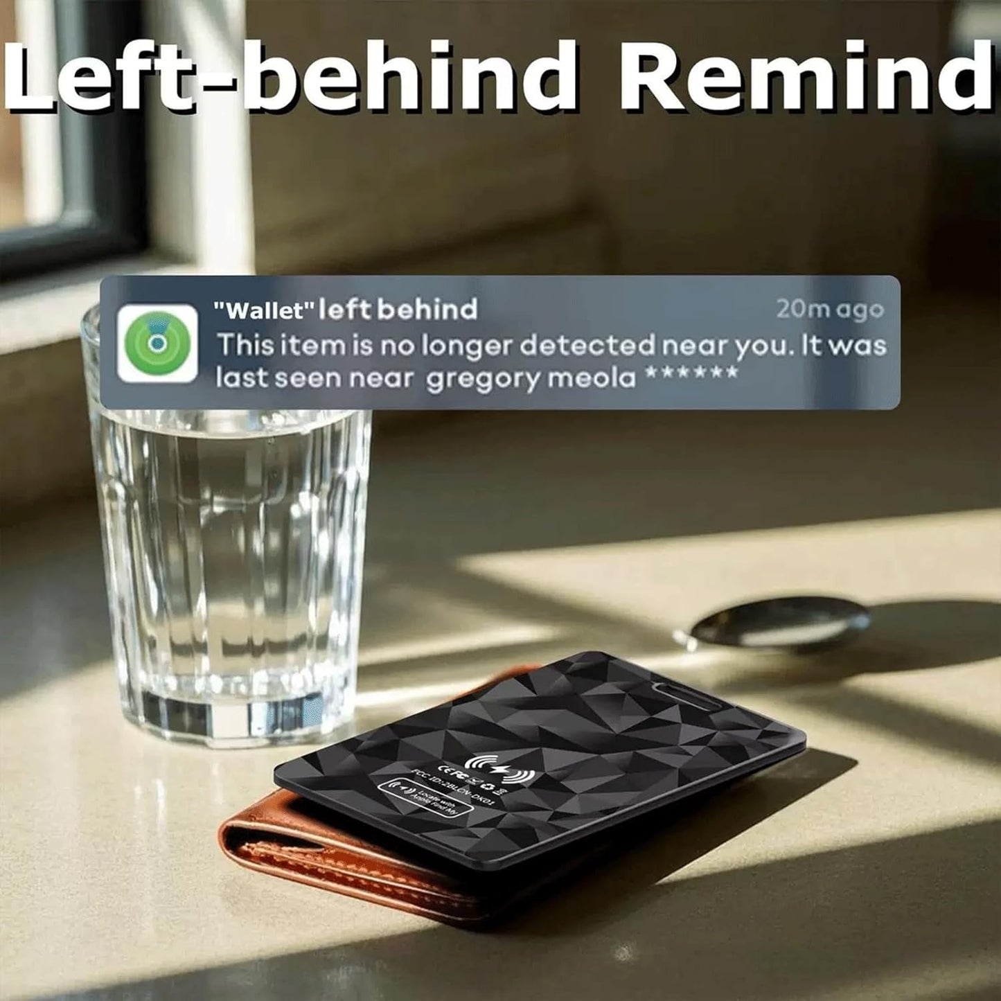 Wallet Tracker Card, Rechargeable Thin Finder, Works with Apple Find My (iOS Only), Item Locator for Luggage Tags, Passports, Phone, IP68 Waterproof