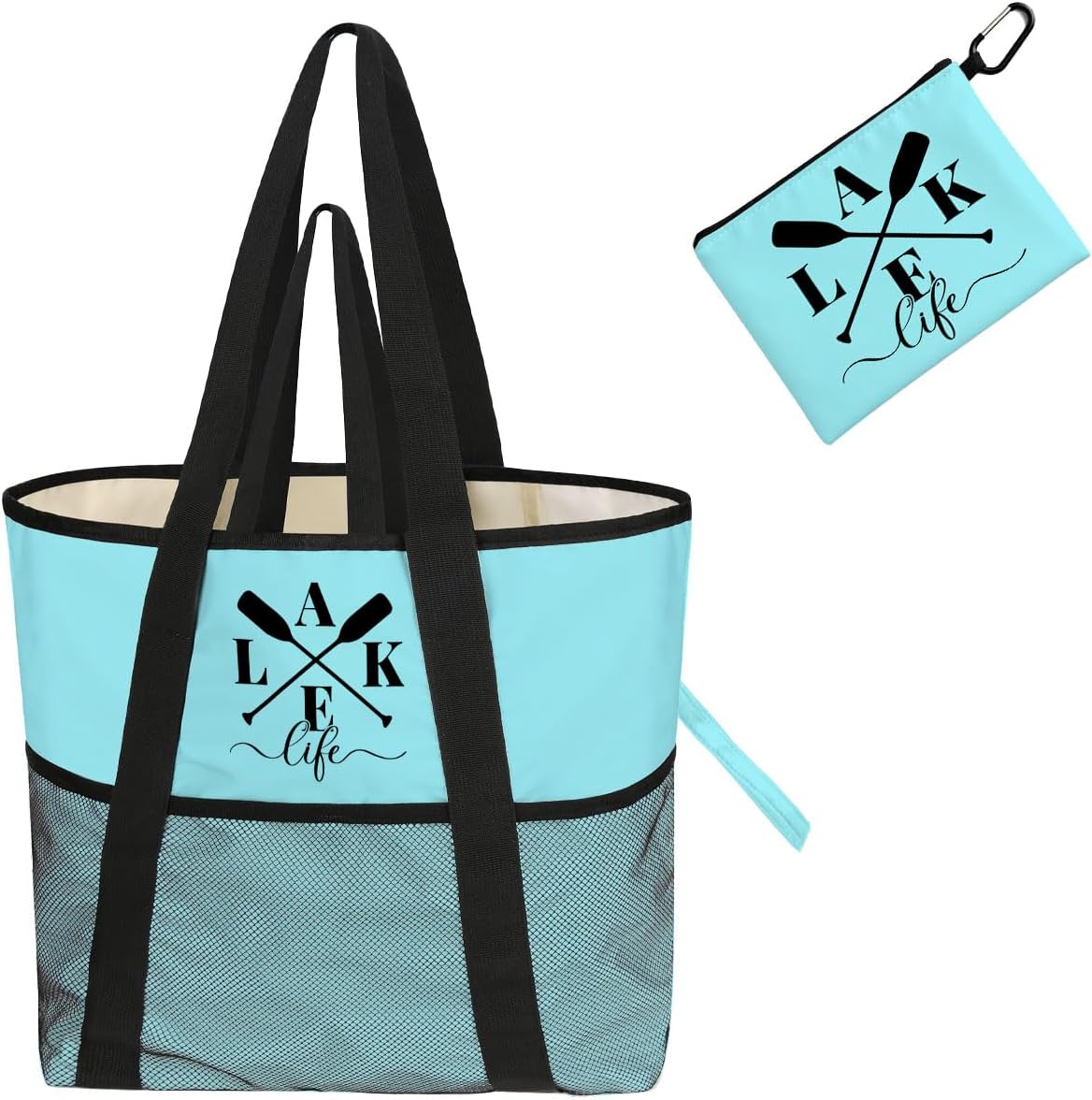 8-Pocket Waterproof Tote for Women -Sandproof Beach Bag with Zipper& Family | Foldable Travel Swim Bag (Gift-Ready)