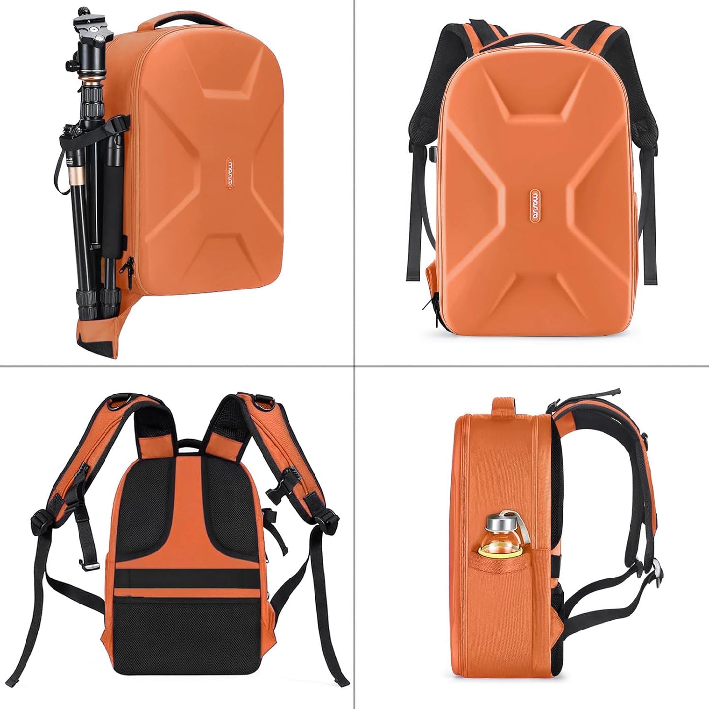 MOSISO Camera Backpack, DSLR/SLR/Mirrorless Photography Camera Bag 15-16 inch Waterproof Hardshell Case with Tripod Holder&Laptop Compartment Compatible with Canon/Nikon/Sony, Orange