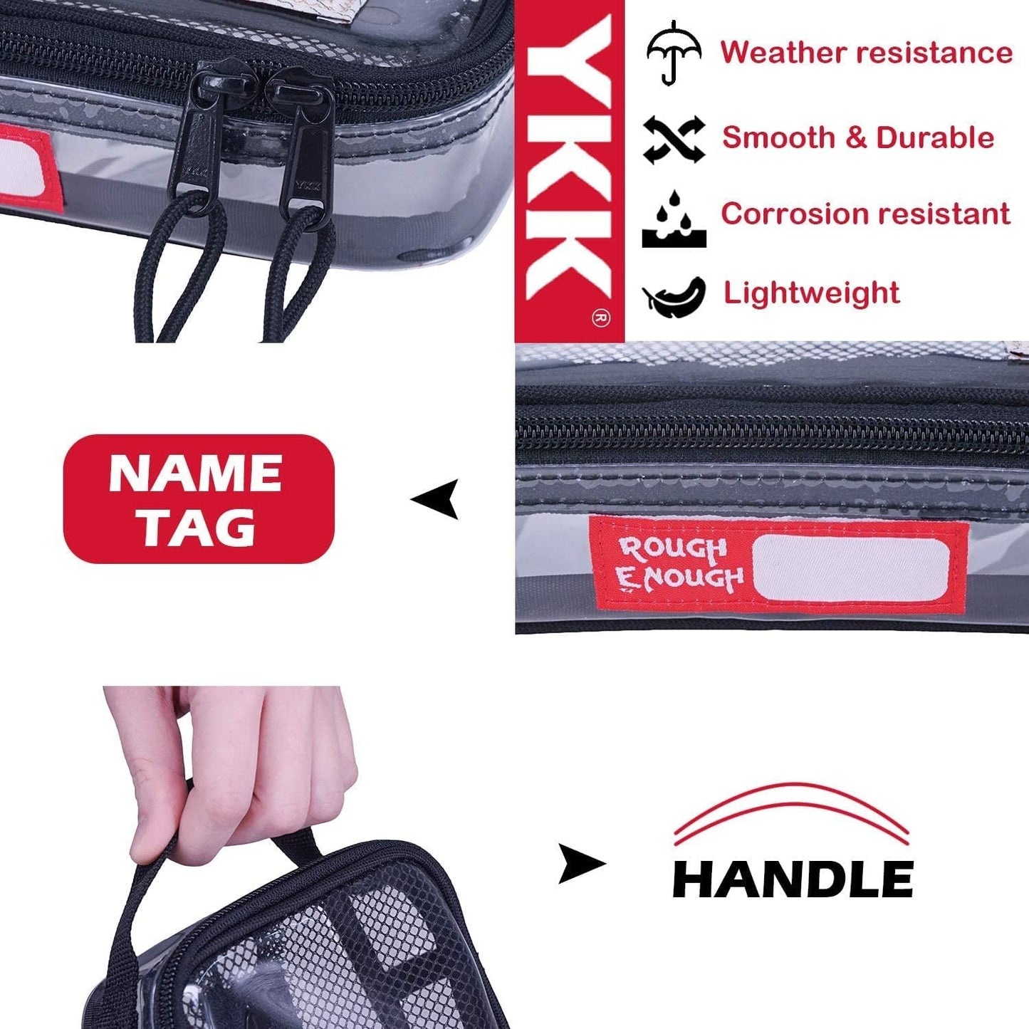 Rough Enough Clear Travel TSA Approved Toiletry Bag Small Toothbrush Case Shaving Kit Organizer Pouch for Women Men