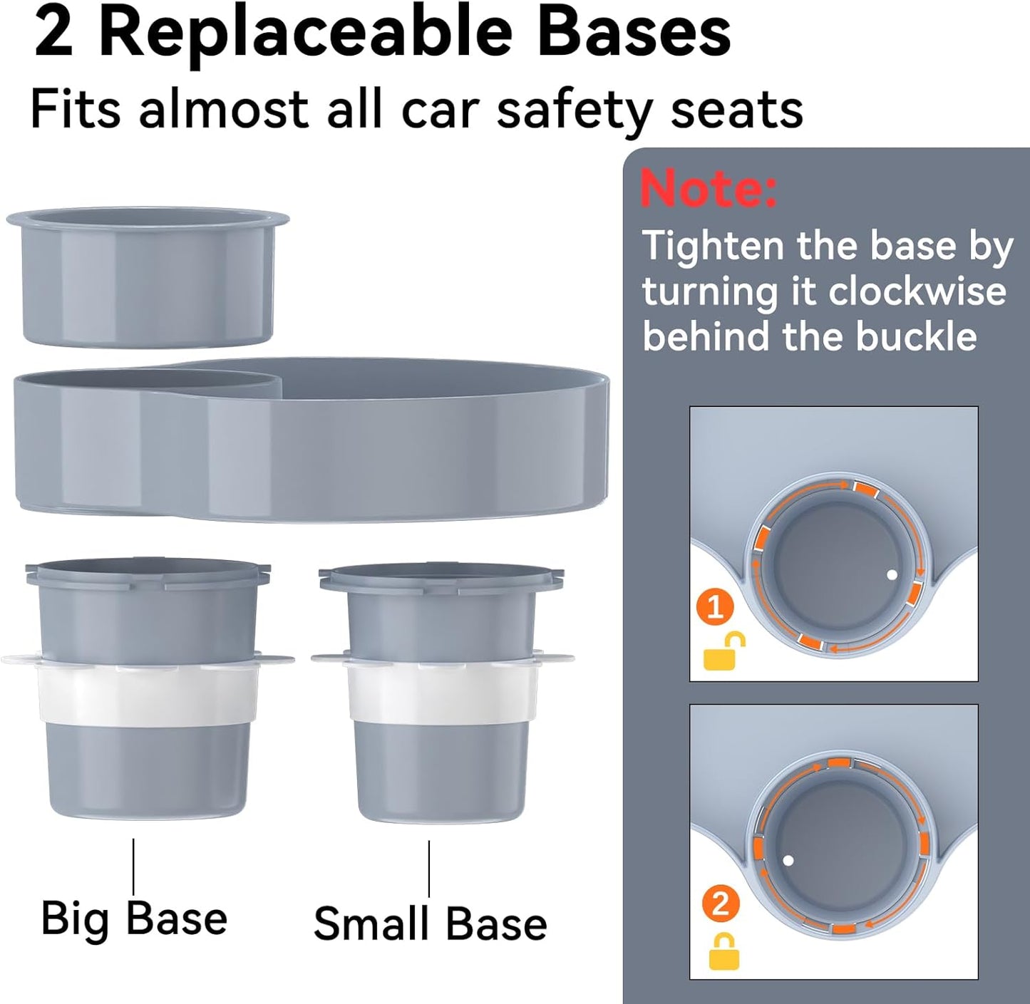 [2 Packs] Kids Car Seat Tray, Travel Tray with Cup Holder for Toddler Baby, Kids Car Seat Food Snack Organizer for Road Trip, Stroller snack Organizer Travel Must Haves (Light Grey, 2 PCS)