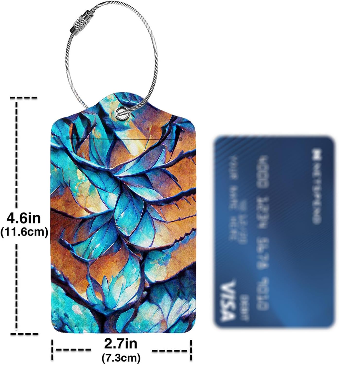 Dragon Scale Luggage Tags for Suitcases,2 Pack Luggage Tag, Leather Stainless Steel Loop Label Tag for Women Girl Travel Bag Suitcase