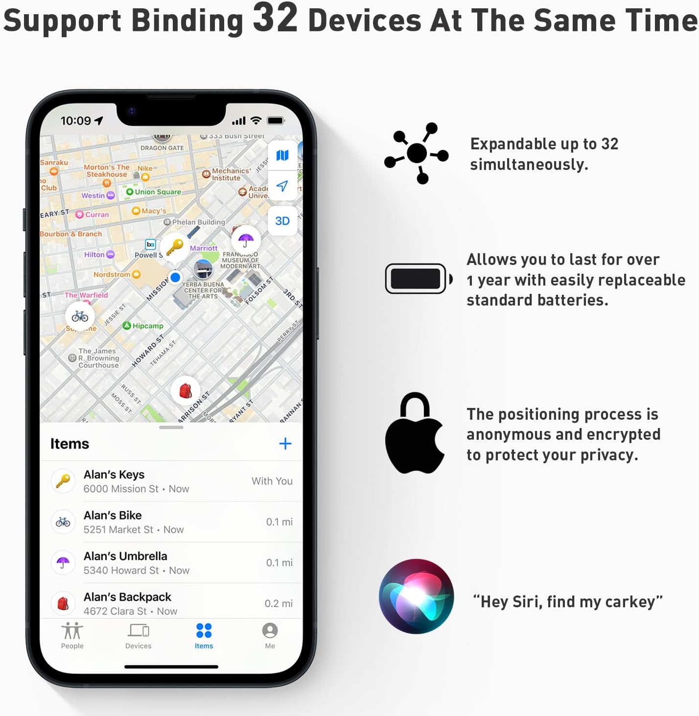 Air Tracker Tags-2 Pack [Apple MFi Certified] (iOS Only), Smart Bluetooth Tracker, Compatible with Apple Find My, Item Locator for Keys, Luggage, Wallet, Suitcase, Bags, IP67 Waterproof