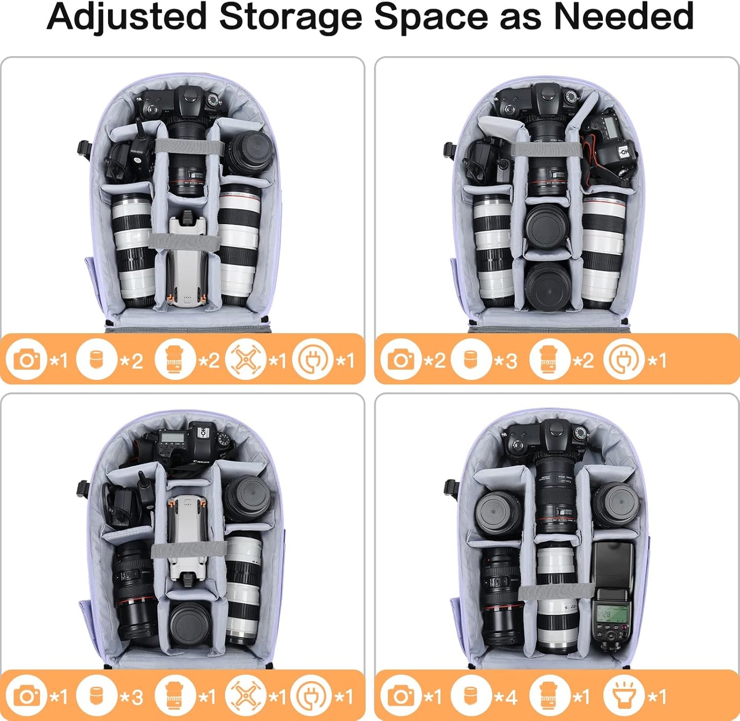 MOSISO Camera Backpack, DSLR/SLR/Mirrorless Photography Camera Bag 15-16 inch Waterproof Hardshell Case with Tripod Holder&Laptop Compartment Compatible with Canon/Nikon/Sony, Lavender Gray