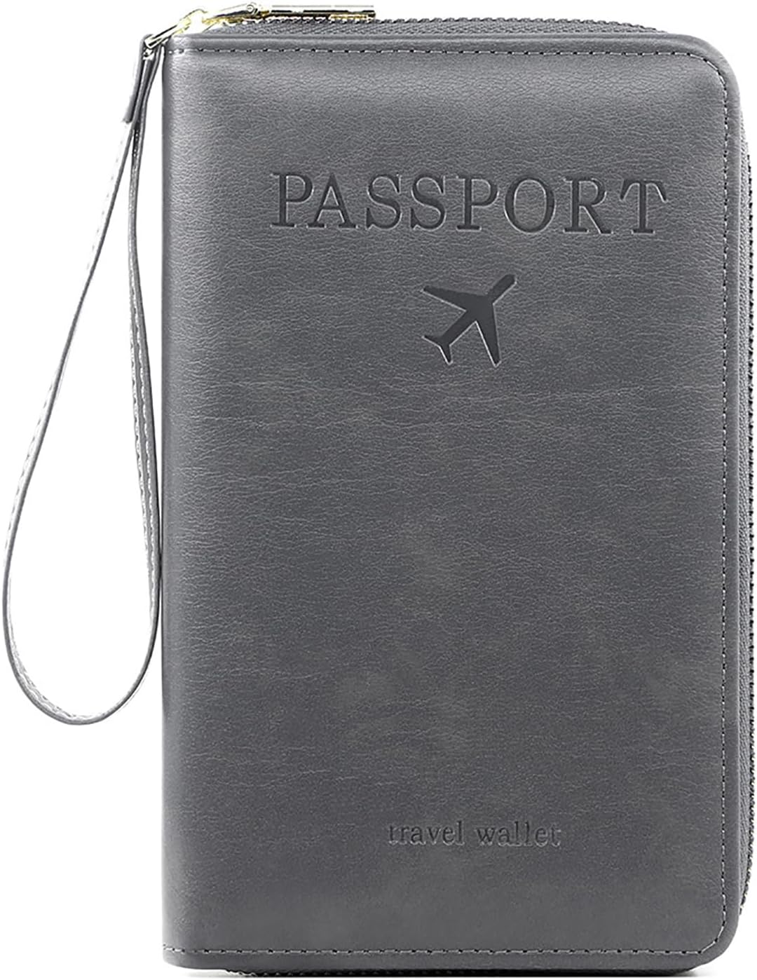 Rowgins Rfid Blocking Passport Holder Wallet, Rowgins Rfid Passport Holder with Zipper, PU Leather PassportHolder for Travel (GRAY)