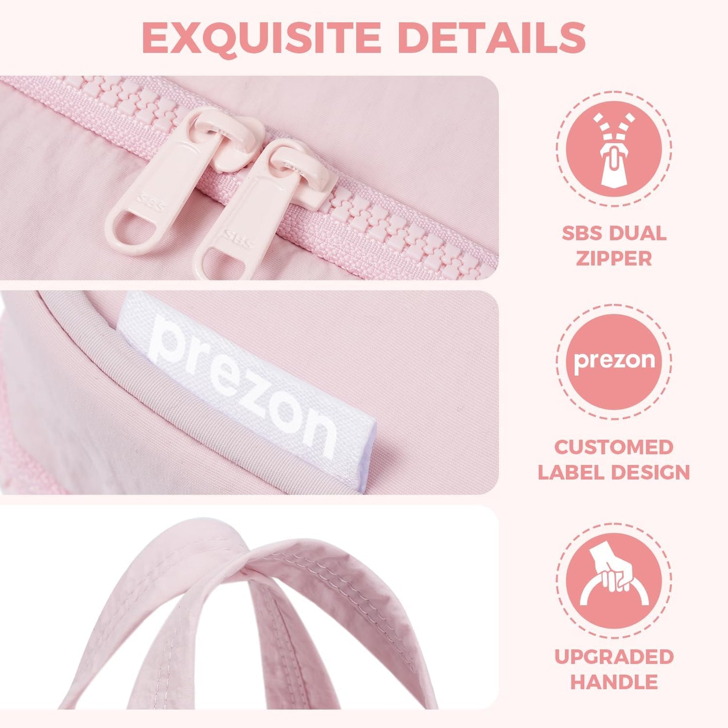 Toiletry Bag For women,Portable Hanging Organizer,4 Leakproof Compartment for full-sized Conditioner, Brushes Set, Makeup Accessories,Visible and easy to access.L-light pink