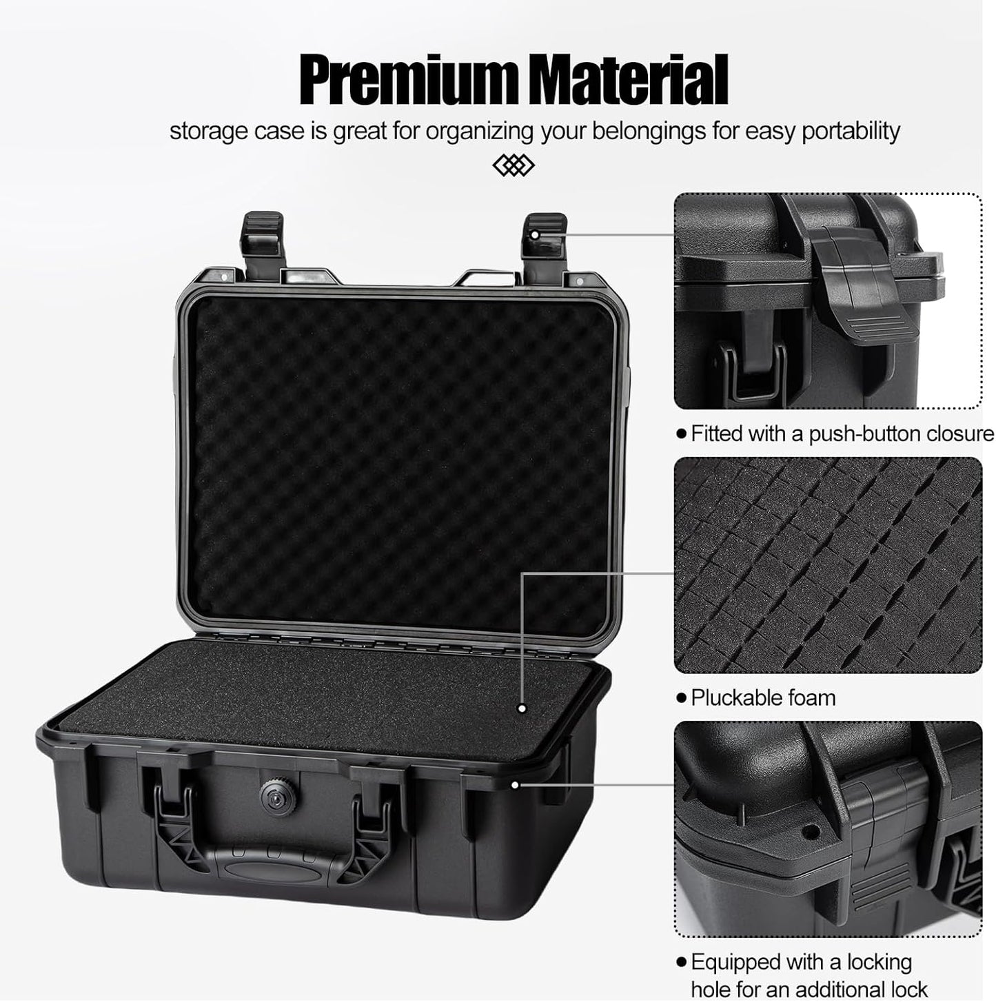 Hard case Waterproof Hard Case with DIY Customizable Foam Insert Portable Protective Case with Knife for Camera Drones Equipments Tools Test Instruments 16.9''x13.7''x7.1''