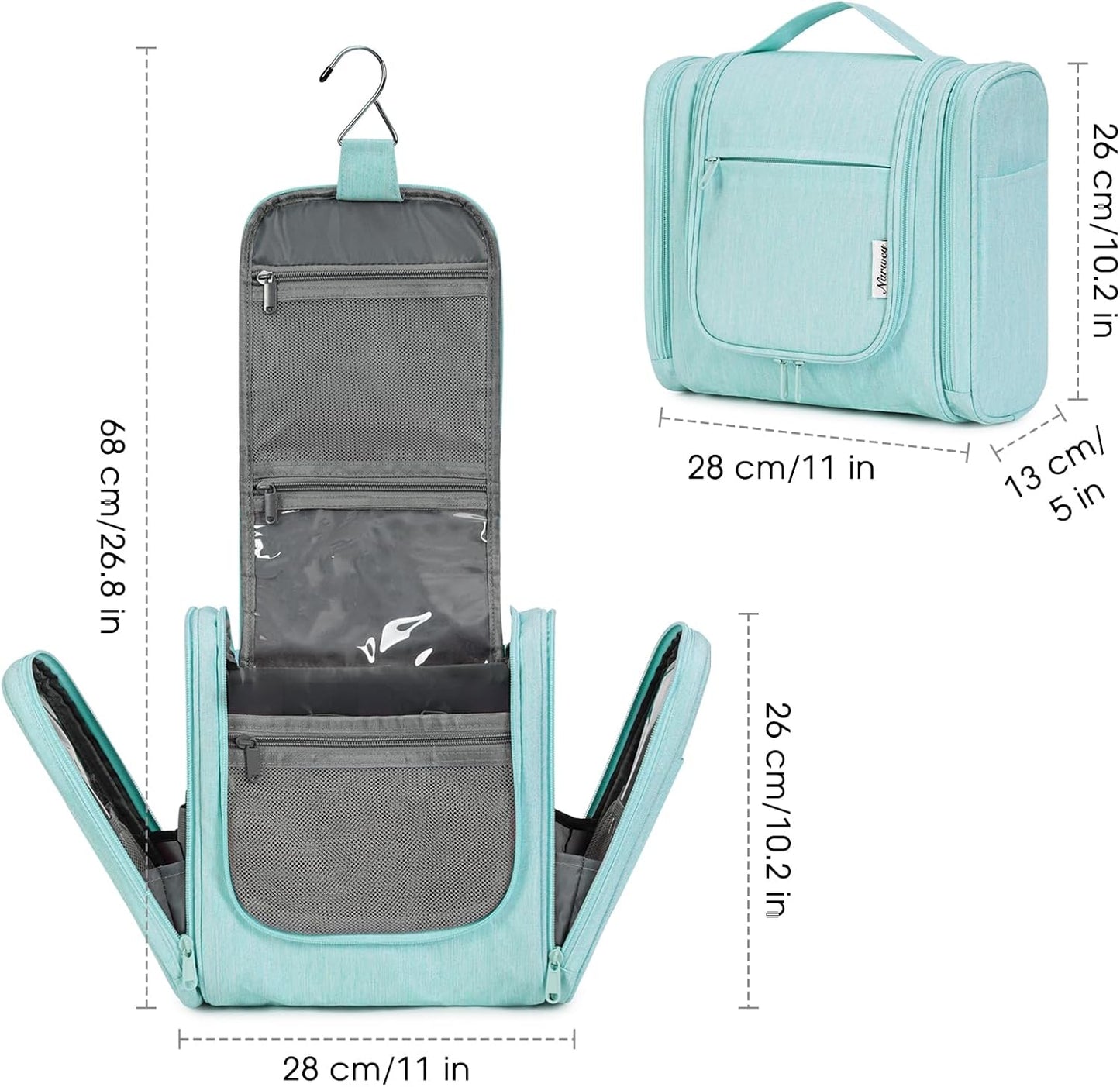 Narwey Hanging Toiletry Bag for Women Travel Makeup Bag Organizer Toiletries Bag for Cosmetics Essentials Accessories