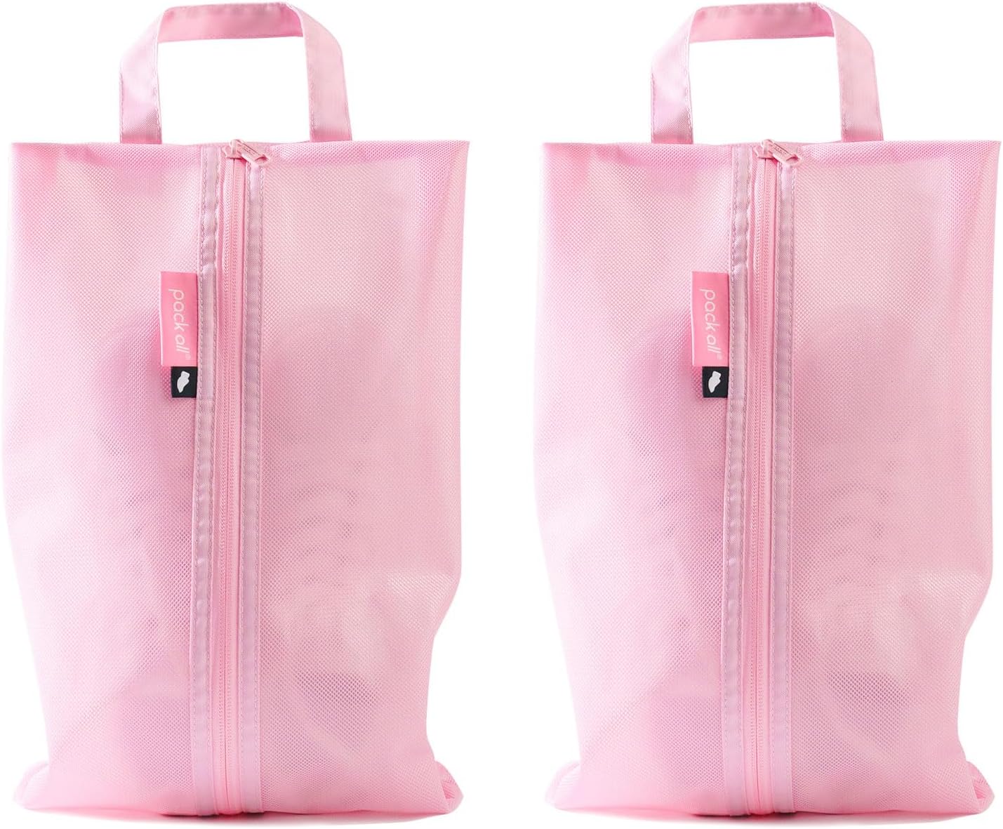 pack all Shoe Bag for Travel, Water-Resistant Shoe Pouch for Gym, Odor-Resistant Soccer Cleats Bag for Sport (Pink, 2-Pack)