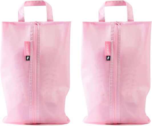 pack all Shoe Bag for Travel, Water-Resistant Shoe Pouch for Gym, Odor-Resistant Soccer Cleats Bag for Sport (Pink, 2-Pack)