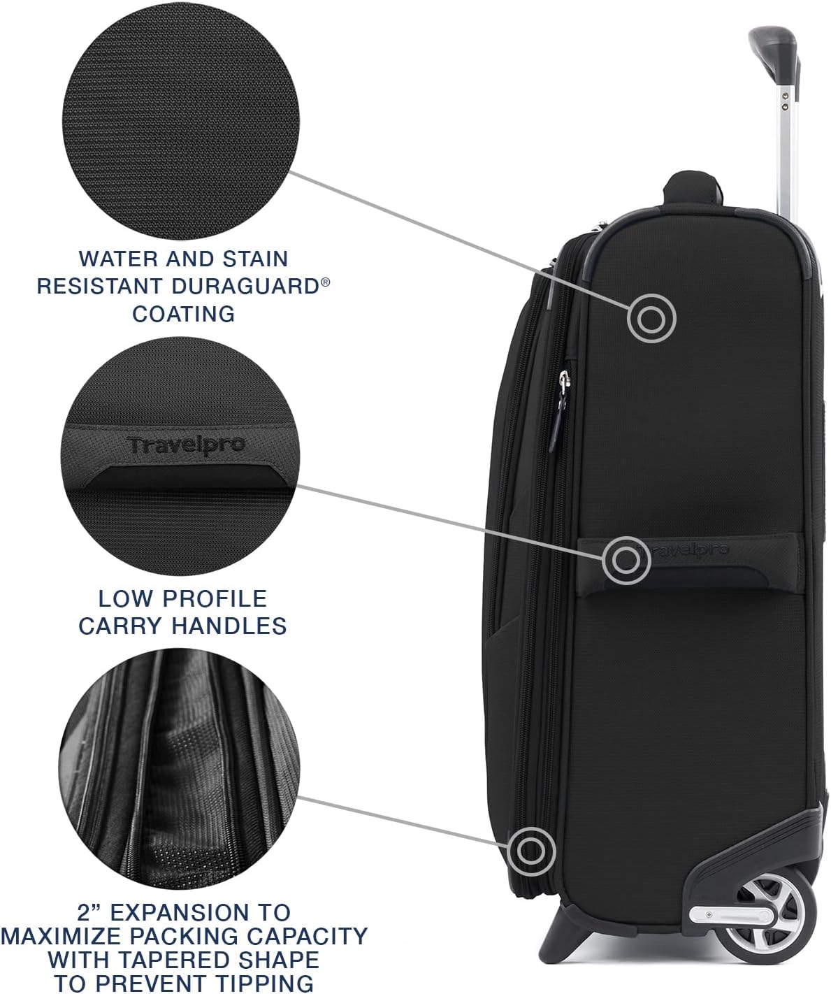 Travelpro Maxlite 5 Softside Expandable Upright 2 Wheel Carry-on Luggage, Lightweight, 20-Inch — Black