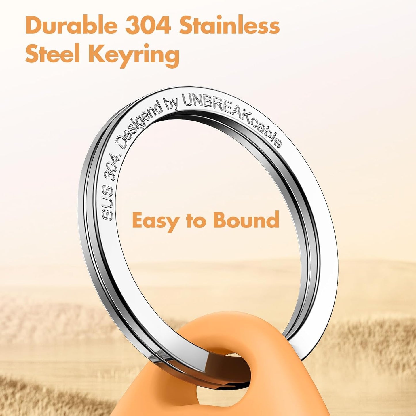 UNBREAKcable Holder for Apple AirTag with 304 Stainless Steel Keychain Key Ring - 4 Pack [Fit Tightly Design] [Easy to Install] [Hold Air Tag Securely] Waterproof TPU Shell Protective Case, 4 Color