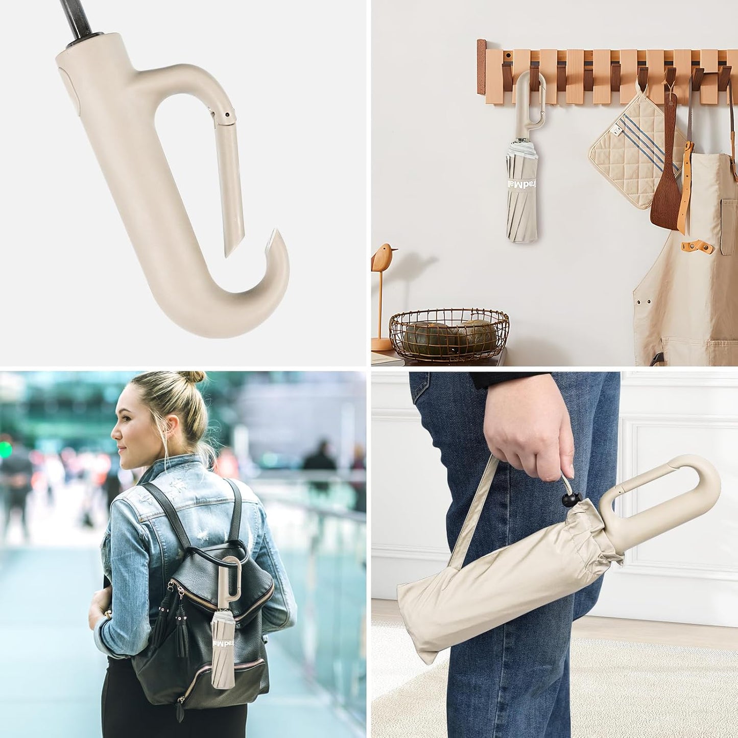 TradMall Travel Umbrella, 280T Fabric Windproof Automatic Portable Compact Folding Umbrellas for Rain with Reflective Stripe for Women and Men