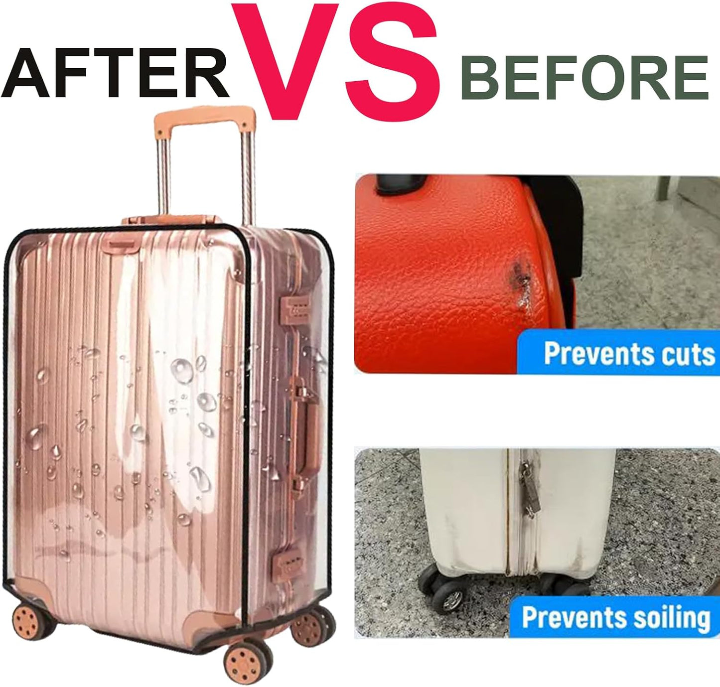 28-inch Luggage Cover Protector Clear PVC Waterproof Suitcase Covers, Travel Luggage sleeves protective Tsa Approved