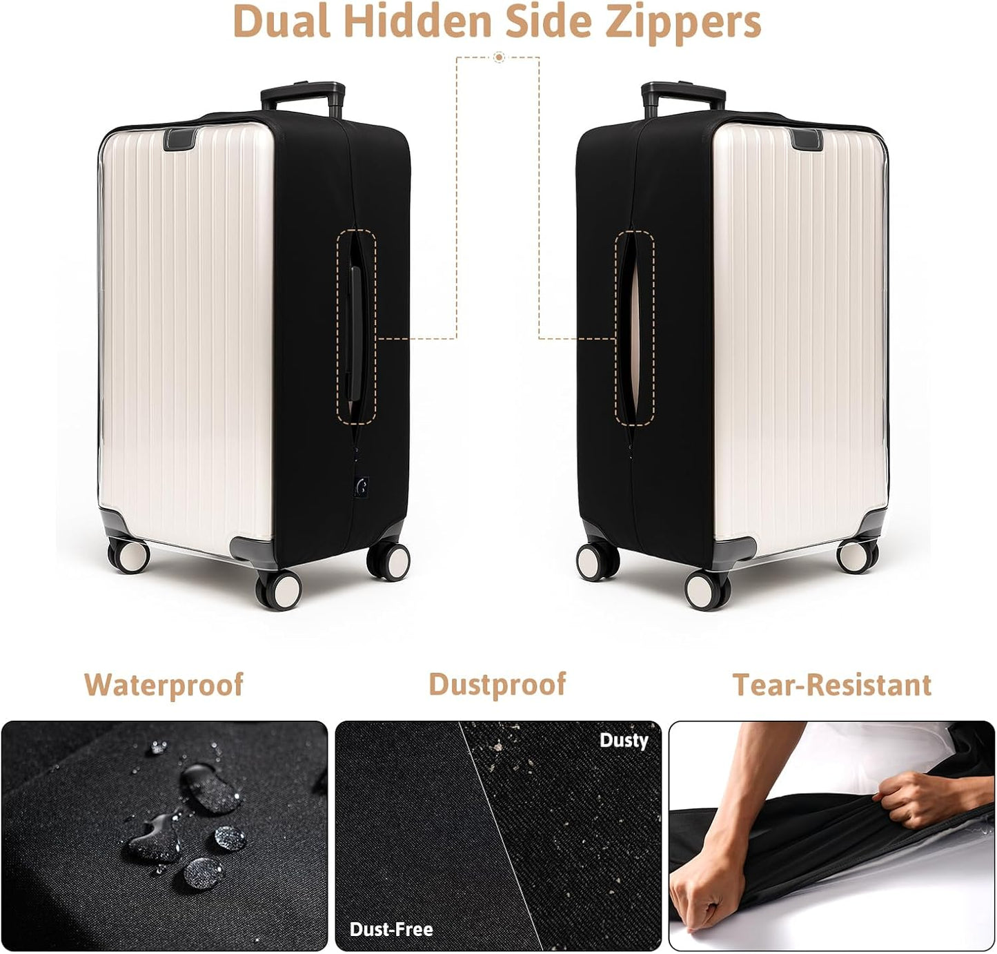 OrgaWise Clear Luggage Cover, For Suitcase Tsa Approved Transparent TPU Suitcase Cover Protector Fit 28-30 Inch Luggage