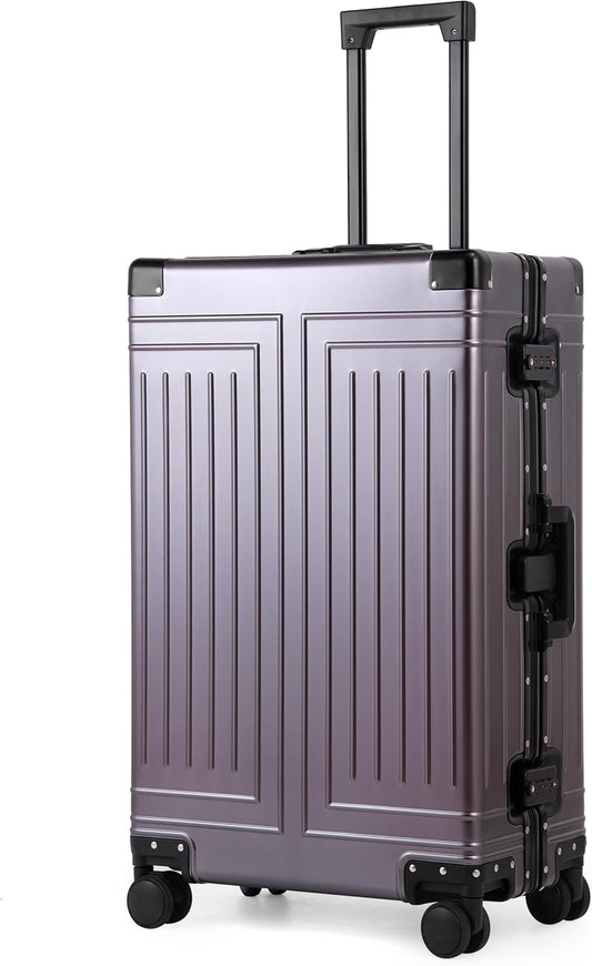 All Aluminum Magnesium 28inch Luggage，Cut from Whole Aluminum Sheet（3rd Generation,Premium Metal zipperless suitcase ） (grey, 28inch)