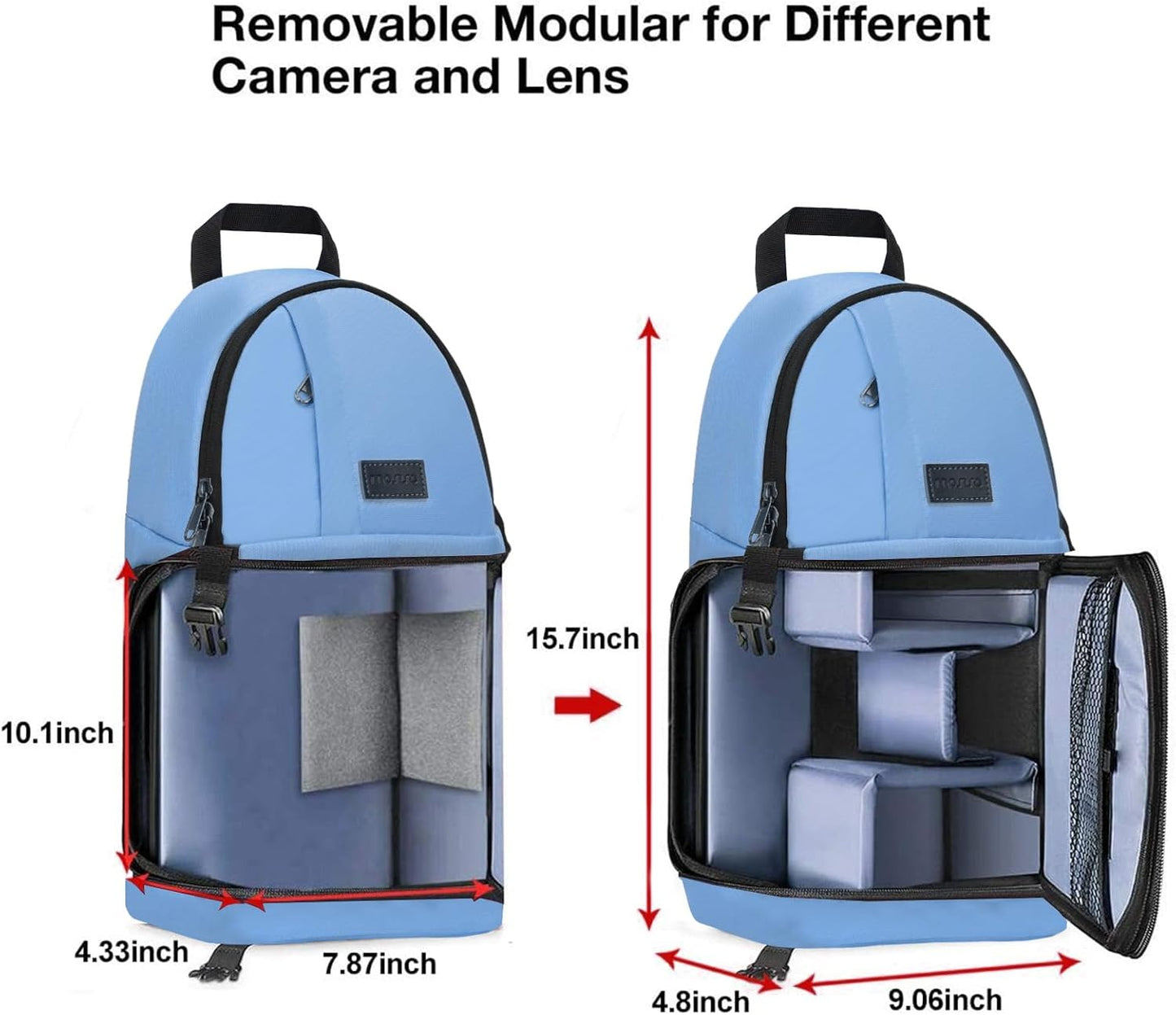 MOSISO Camera Sling Bag, DSLR/SLR/Mirrorless Camera Backpack Case Shockproof Photography Backpack with Tripod Holder & Removable Modular Inserts Compatible with Canon/Nikon/Sony/Fuji