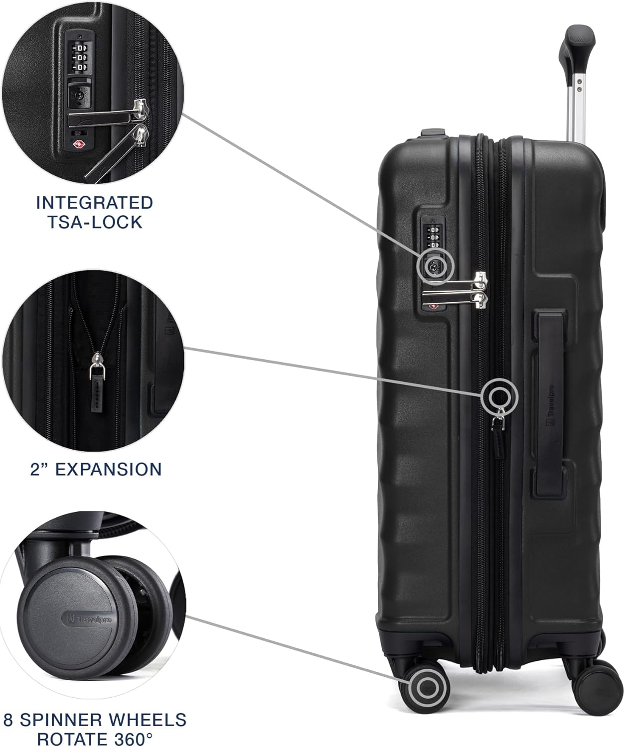 Travelpro Maxlite Air V2 Hardside Expandable Carry on Luggage, 8 Spinner Wheels, Lightweight Hard Shell Suitcase, TSA lock, Black, Carry On 21-Inch