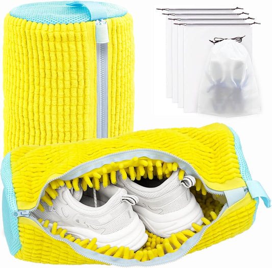 Shoe Washing Machine Bag,Laundry Shoe Bag for Washer and Dryer,Reusable Shoe Cleaning Bag for Sneakers,Tennis Shoes,With Self-locking Zipper, Microfiber Inside,Include Shoes Storage Bag