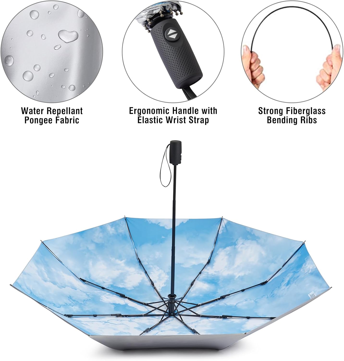 G4Free UPF 50+ UV Protection Large Travel Umbrella 42/46 Inch Auto Open Close Windproof Sun Blocking Umbrella