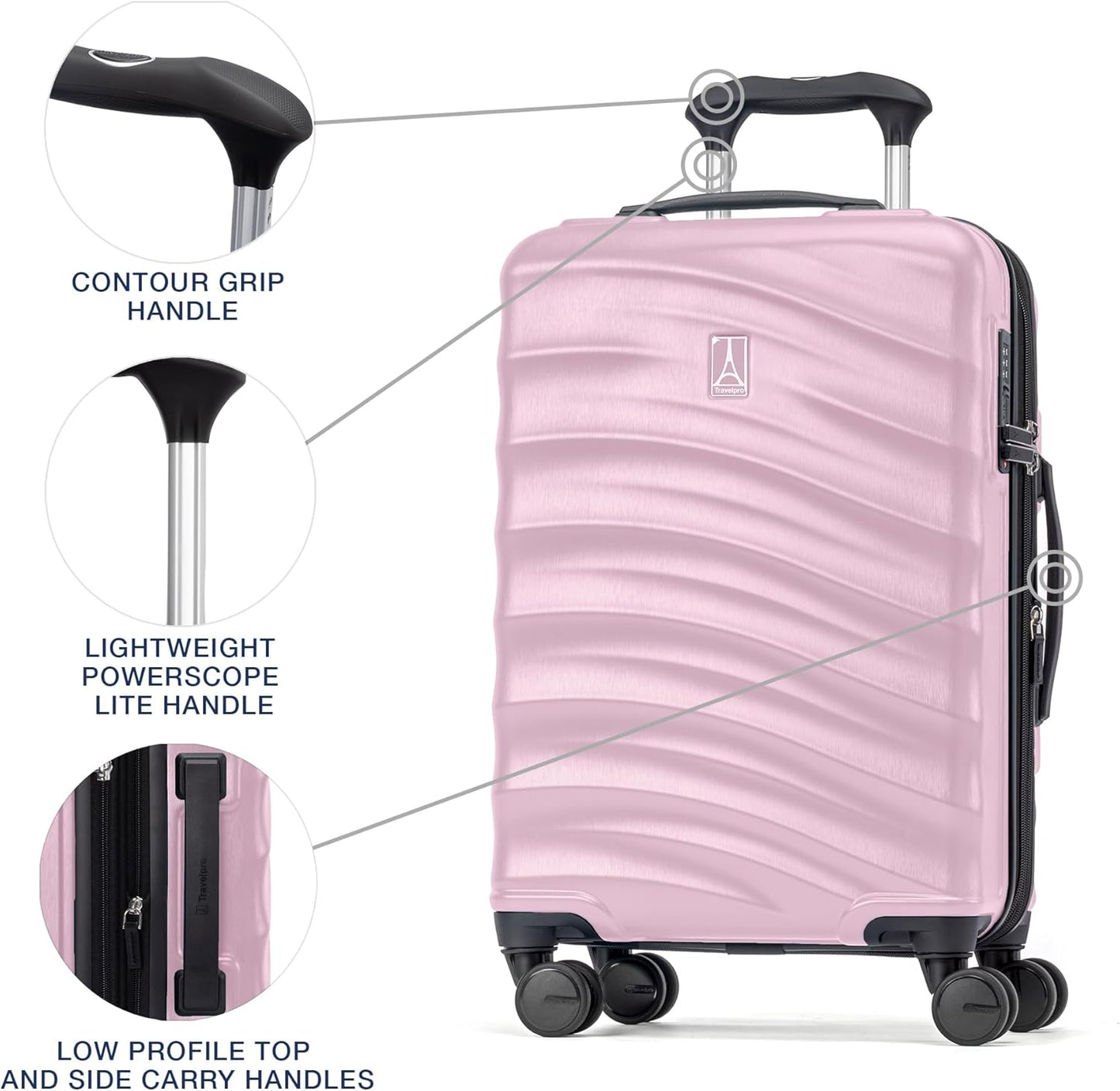 Travelpro Maxlite Air V2 Hardside Expandable Carry on Luggage, 8 Spinner Wheels, Lightweight Hard Shell Suitcase, TSA lock, Pink, Compact Carry On 20-Inch