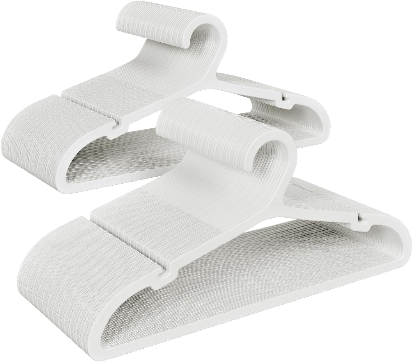 80 Pack Clothes Hangers, Non Slip Plastic Coat Hangers, Space Saving Hangers, Heavy Duty, Hanging Dry Wet Clothes, 16.4" x 8.3", White, UAPY0580W