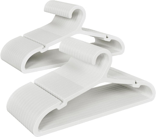 80 Pack Clothes Hangers, Non Slip Plastic Coat Hangers, Space Saving Hangers, Heavy Duty, Hanging Dry Wet Clothes, 16.4" x 8.3", White, UAPY0580W