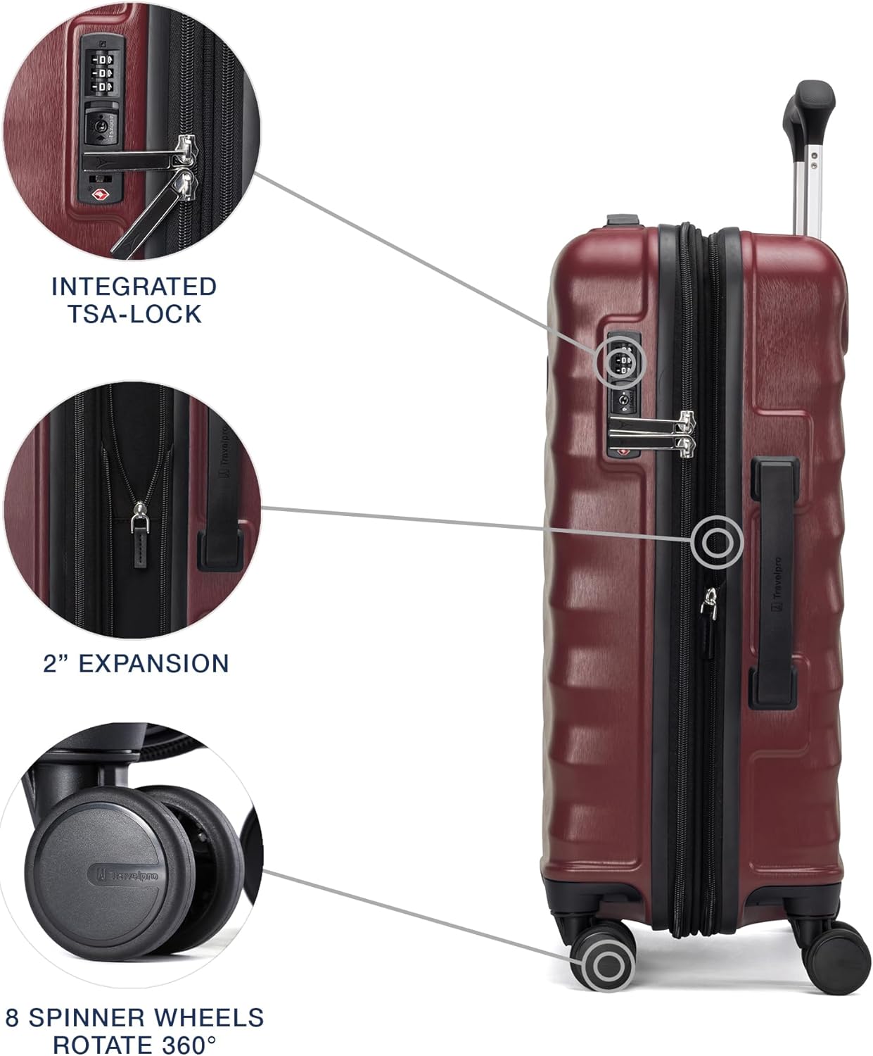Travelpro Maxlite Air V2 Hardside Expandable Carry on Luggage, 8 Spinner Wheels, Lightweight Hard Shell Suitcase, TSA lock, Cabernet, Carry On 21-Inch