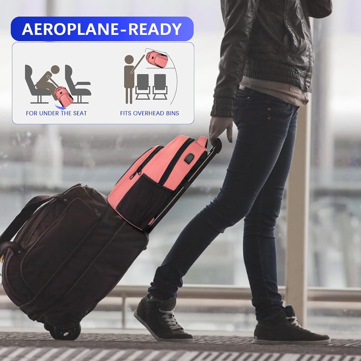 LARIPOP Travel Laptop Backpack,15.6 Inch Business Laptop backpack for Men Women with USB Charging Port,Water-Resistant Laptopack Weekender Daypack for Work College Computer