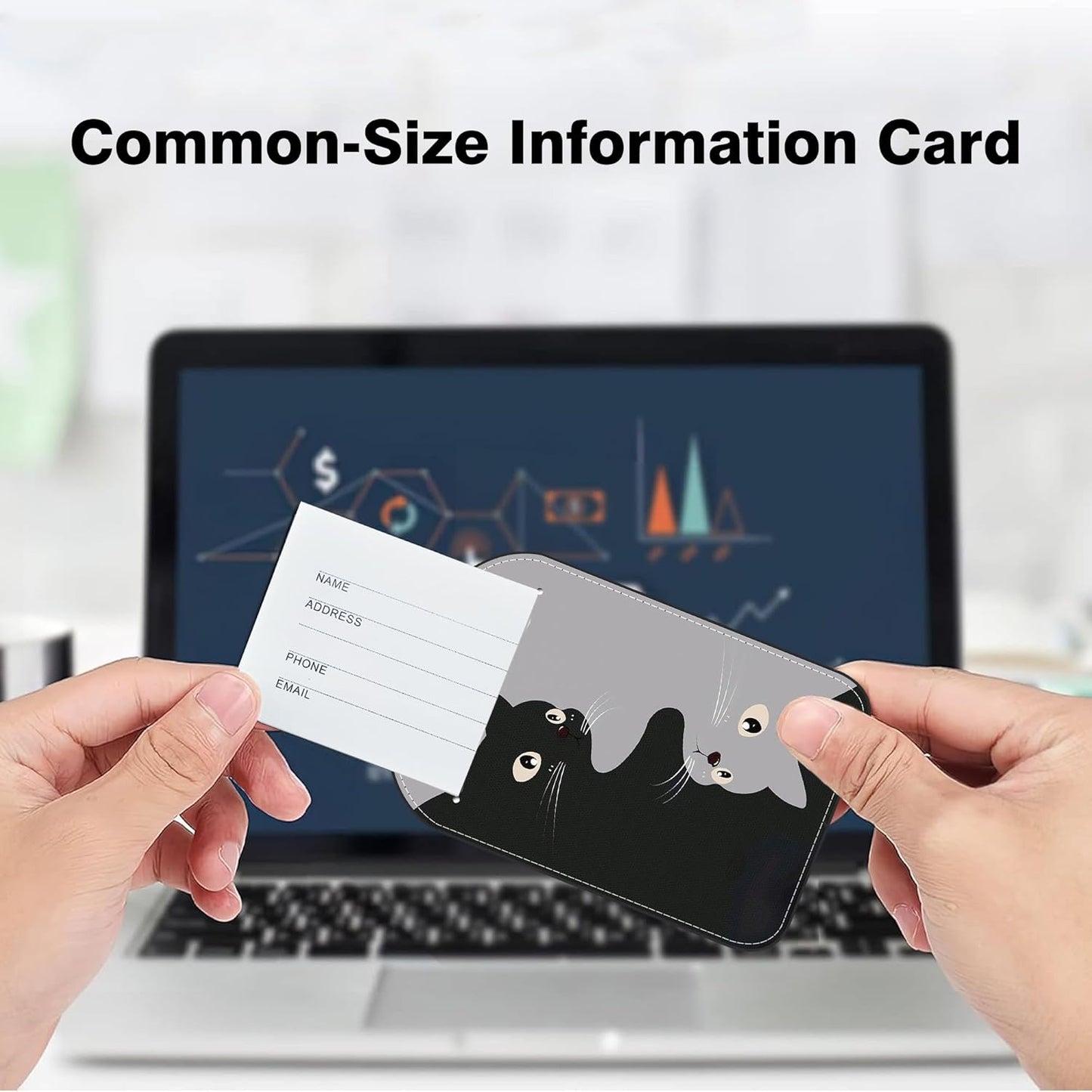 2 Pack Luggage Tag for Suitcase Black and Gray cat Leather Suitcase Tags with Privacy Name ID Label and Stainless Steel Loop for Travel Bag