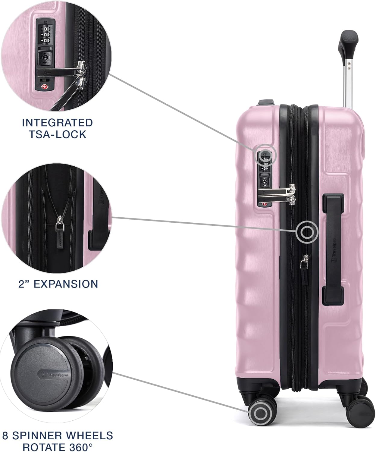 Travelpro Maxlite Air V2 Hardside Expandable Carry on Luggage, 8 Spinner Wheels, Lightweight Hard Shell Suitcase, TSA lock, Pink, Compact Carry On 20-Inch