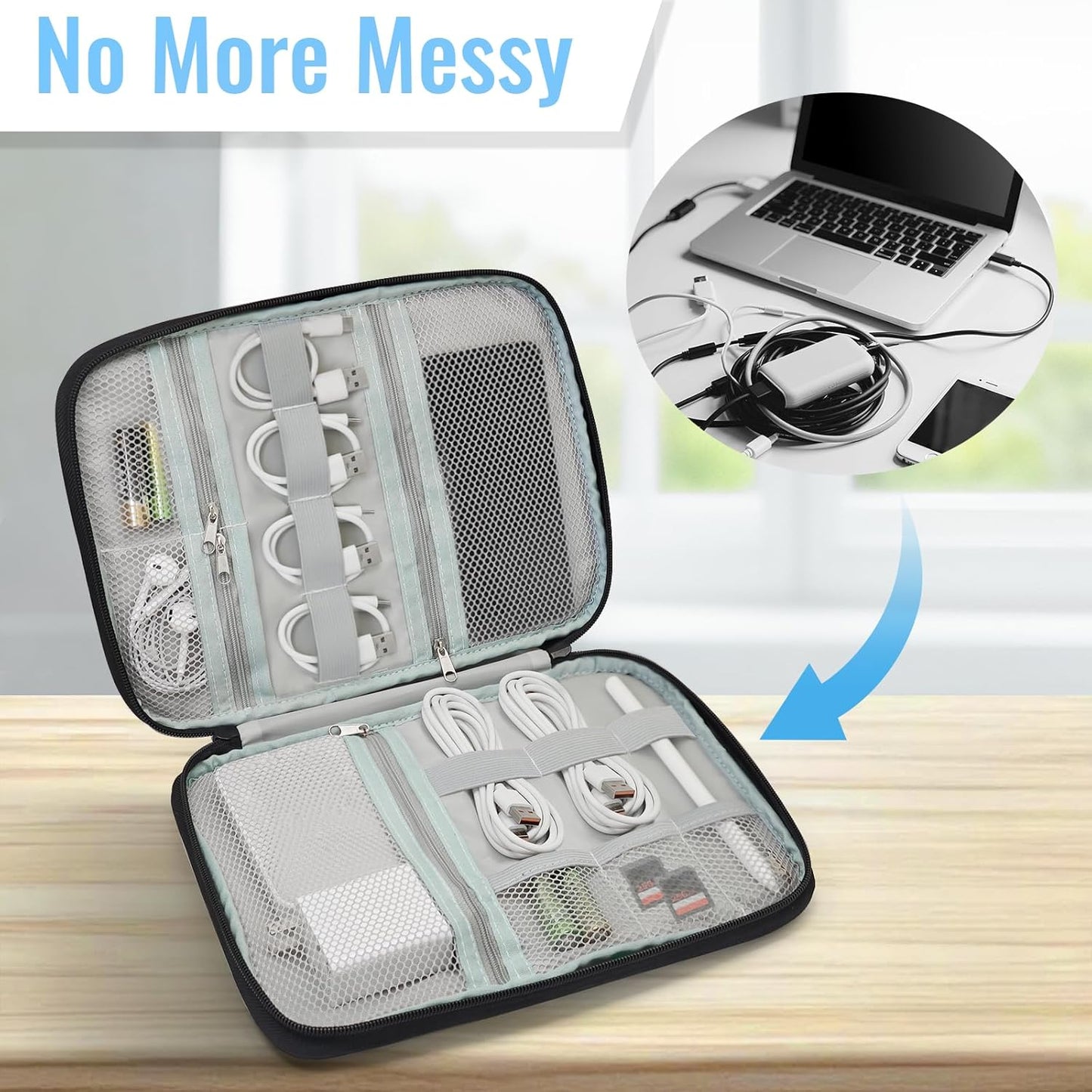 Custom Electronics Organizer Travel Case Personalized Name Initials Cable Charger Cord Tech Organizer Pouch Accessories Bag