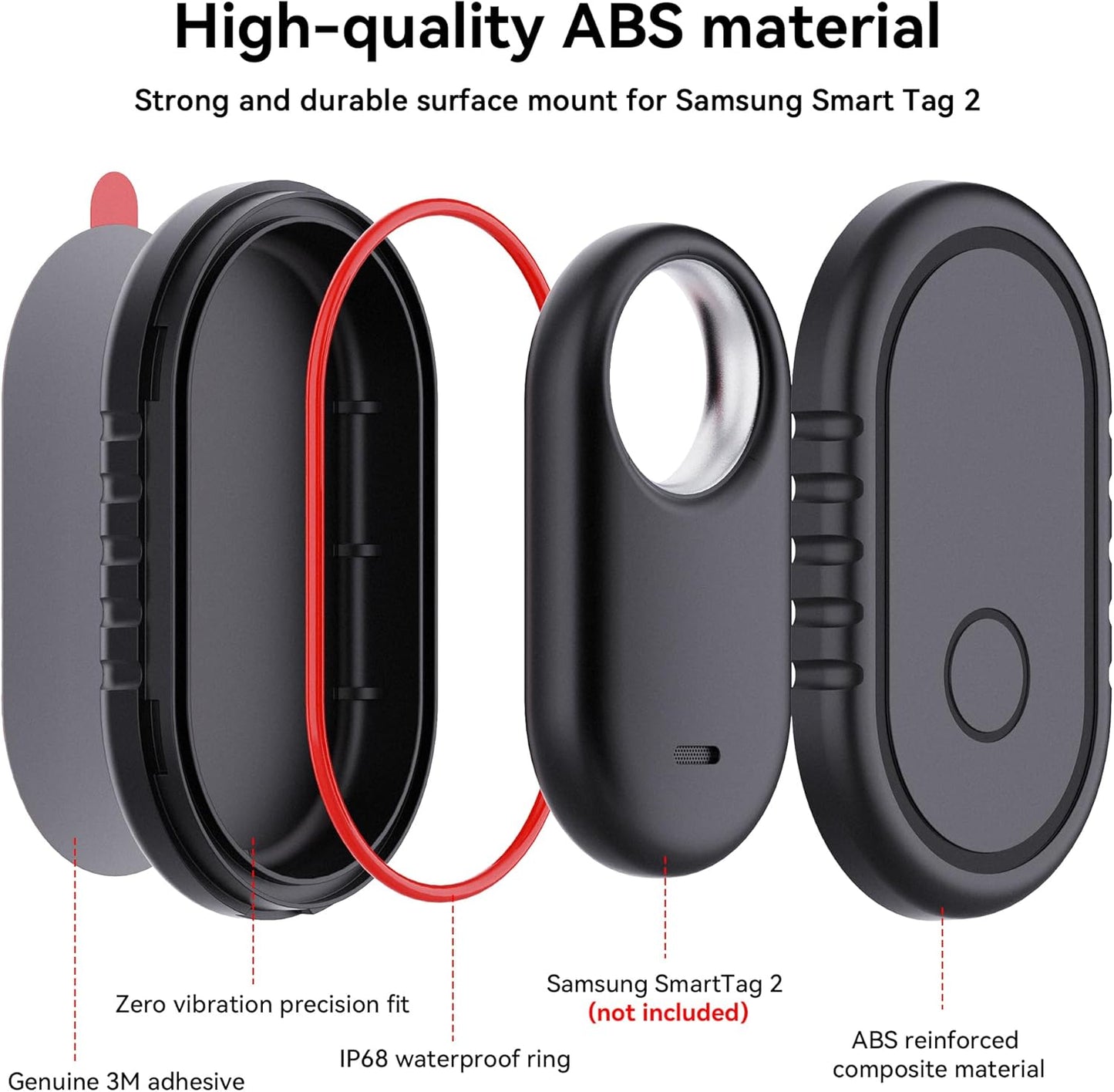 2 Pack for Samsung Smart Tag 2 Adhesive Mount, ABS Waterproof Case with 3M Adhesive Sticker Stick on Car/Bike/Luggage & More for Galaxy Smart Tag 2, Hidden Smarttag2 Full Protective Holder Anti-Lost